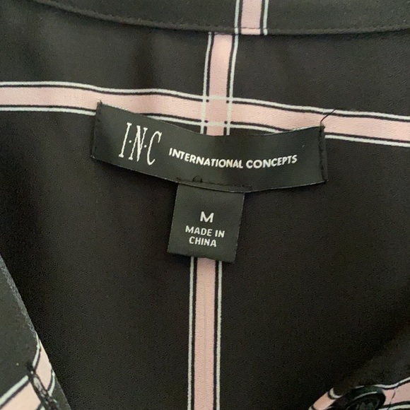 INC International Concepts window pane print blouse - Picture 3 of 7